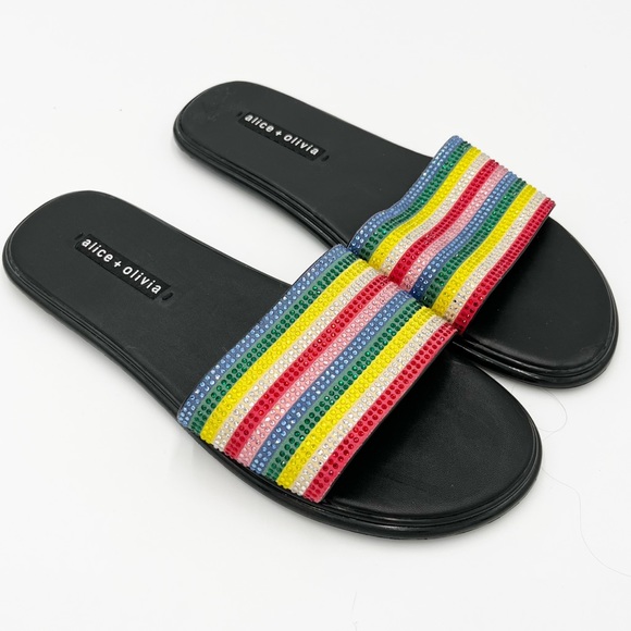 Alice + Olivia Shoes - Alice + Olivia Tami Slide Sandle in Multi Rainbow Size 10